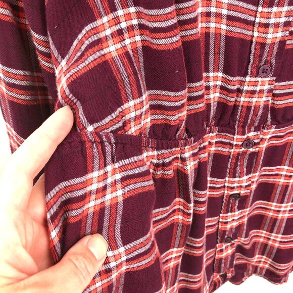 Lane Bryant button up shirt flannel long sleeved red plaid top casual 18 20 READ - Picture 6 of 10